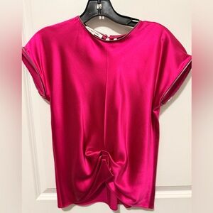 Helmut Lang Pink Capped Sleeve  Zipper detail Blouse